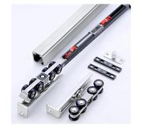 Kit complet pour porte coulissante avec guides à fermeture douce | Séparateur de pièce découpable pour chambre à coucher, cuisine, porte de poche, montage au plafond stable (B, 240in / 6,1 m)