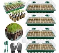 Kit complet Unyqoos® pour la germination, comprenant des pots biodégradables, une ventilation réglable, un couvercle transparent, des godets de germination, des étiquettes, des outils et des gants