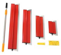 Kit comprenant un couteau à placo et des clips de fixation - Couteau à placo avec manche télescopique - Manche de 80 à 130 cm - 4 tailles de lames - Lame de 0,35 mm - Acier inoxydable/ABS/PE - Rouge