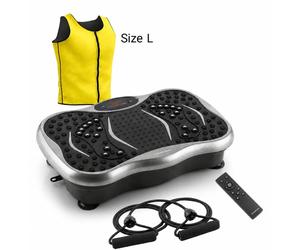 Kit comprenant une plateforme vibrante avec haut-parleur, des bandes élastiques, une télécommande et un gilet de sauna L InnovaGoods