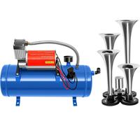 Kit compresseur d'air 12 V CC - Kit compresseur pour klaxon de voiture - Réservoir d'air comprimé de 6 l à 150 PSI - Compresseur 23 A - Pressostat 90/120 PSI - Bleu