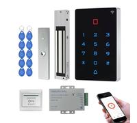 Kit contrôle d’accès WiFi Tuya RFID - Clavier à Code Tactile rétroéclairé IP68, Ventouse électromagnétique 280KG (600LBS) NC Fail Safe, Alimentation DC12V, Bouton de Sortie + 10 Badges RFID 125kHz(9)