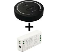 Kit Contrôleur RF 12/24V + Variateur tactile Rond Noir Monochrome
