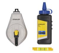 Kit cordeau traceur 30 m 1:1, boîtier aluminium, poudre bleue, niveau ficelle - STANLEY - STHT47111-0