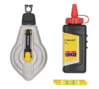 Kit cordeau traceur 30 m 6:1, poudre rouge, niveau ficelle - STANLEY - STHT47612-0
