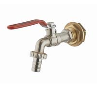 Kit cuve plastique : traversée de cuve laiton mâle M3/4' (20x27) femelle F1/2' (15x21) avec contre écrou à plateau et joint d'étanchéité + robinet de puisage 1/4 de tour mâle M1/2' nez cannelé NOYON &