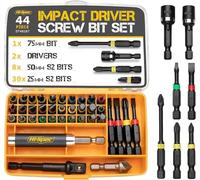 Kit d’embouts pour visseuse à chocs Hi-Spec - Tige Hex 0,25 mm, Embouts Cruciformes et Torx, Acier S2 Trempé, Rallonge Flexible et Porte-Embouts, Boîte de Rangement Robuste pour DIY et Réparations