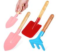 Kit D’Outils de Jardin 3 Pièces en Acier Inoxydable pour Jardinage | Pelle, Transplantoir et Râteau, Prise Confortable, pour Planter, Repiquer et Creuser Couleur Aléatoire