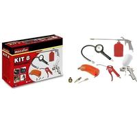 Kit d'accessoires air comprimé MECAFER, 8 pièces, Gonflage et soufflage, Tuyau spiral 5m, Pistolet de peinture gravité