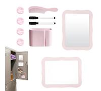 Kit D'accessoires De Casier Magnétiques Rose Avec Miroir Et Tableau Blanc | Kit D'accessoires De Casier Magnétiques En PU, Polystyrène Et PVC Avec Miroir, Tableau Blanc Effaçable Et Porte Crayon