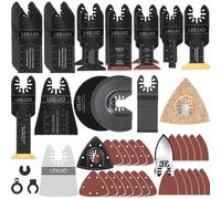 Kit d'accessoires multifonction oscillant, 112 pièces : découpe, ponçage, jointoiement. Universel, avec sac de rangement. Compatible avec DeWalt et Makita