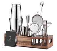 Kit d'accessoires pour barman, ensemble de 15 pièces pour la préparation de cocktails, comprenant un shaker Boston et un support