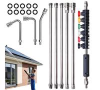 Kit d'accessoires pour nettoyeur haute pression - 9 pièces - Ensemble d'embouts - Acier inoxydable - Pour gouttières, toitures, allées, terrasses et nettoyage automobile