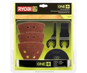 Kit d'accessoires pour outil multifonction Ryobi OnePlus RAK15MT, 15 pièces, Spécial Bois, Lames de scie plongeantes 28mm et 88mm, Abrasifs inclus
