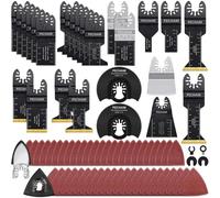 Kit d'accessoires pour outil oscillant, 128 pièces, pour le travail du bois et du métal, incluant des lames de coupe et du papier de verre, avec revêtement en titane, universel et compatible avec de n