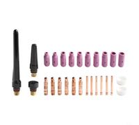 Kit d'accessoires pour torche TIG 27 pièces pour Lincoln pour Miller Weldcraft - Gobelets en céramique, corps de pince, couvercles arrière de lentille à gaz, pièces de rechange série 17, 18, 26