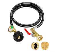 Kit d'adaptateur de recharge de réservoir de propane de 0,5 kg, tuyau adaptateur de propane avec jauge, tuyau de 0,9 m avec valve d'arrêt de sécurité, pour réservoirs de propane, remplissage de