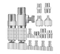 Kit d'Adaptateurs pour Aérographe 14 en Acier Allié avec Kit | Connecteurs 1/8 et 1/4 Pouces, de Libération Rapide pour Tuyau de pour compresseur d\'Air, Compatible Iwata