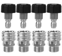 Kit d'adaptateurs pour nettoyeurs haute pression, 8 pièces, adaptateur M22 vers 3/8", en acier inoxydable/polypropylène
