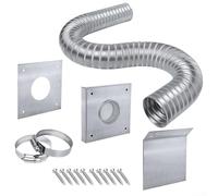 Kit d'admission d'air frais pour poêle à granulés avec tuyau flexible en aluminium jusqu'à 152,4 cm et plaque murale en acier inoxydable pour une combustion efficace 5,1 cm