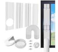 Kit d'aération de fenêtre portable avec tuyau d'échappement de 15 cm, panneau de joint de fenêtre réglable en PVC pour fenêtres coulissantes, kit de fenêtre de climatiseur portable avec 4 plaques