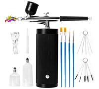 Kit d'aérographe comprenant un compresseur, un pistolet d'aérographe portable, un aérographe sans fil multifonction, un kit de brosses de nettoyage, idéal pour la décoration de gâteaux, etc