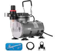 Kit d'aérographe comprenant une compresseur d'air 1/5 PK et un pistolet à peinture à double action, avec un système silencieux et un support