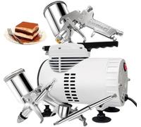 Kit daérographe en acier inoxydable 220 V la décoration de gâteaux, le nail art et la coloration de maquettes, avec 3 pistolets et un compresseur à double ventilateur de 70 l/min.