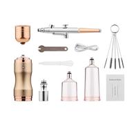 Kit d'aérographe portable sans fil, stylo aérographe portable à double action, pression réglable à 3 niveaux, batterie intégrée pour peindre des modèles, colorier, nail art, (Champagne)