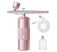 Kit d'aérographe sans fil avec contrôle de pression à 3 vitesses, pointe de 0,3 mm, pulvérisateur de peinture portable rechargeable par USB pour automobile, nail art, décoration de gâteaux (rose)