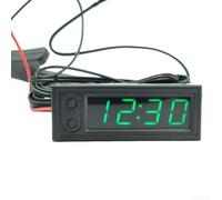 Kit d'affichage numérique 3 en 1 pour voiture | Thermomètre 12 V voltmètre horloge | LED | Rouge, vert, bleu | Jauge de température DC 5-27 V (vert)
