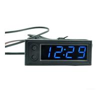 Kit d'affichage numérique 3 en 1 pour voiture | Thermomètre 12 V Voltmètre Horloge | LED | Rouge, Vert Bleu | Jauge de température DC 5-27 V (Bleu)