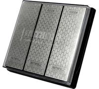Kit d'affûtage diamanté – Système d'affûtage 3-en-1 avec pierres à aiguiser de différentes granulométries (400G, 600G et 1000G) pour couteaux, burins, ciseaux et outils de coupe