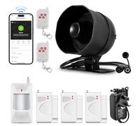 Kit d'alarme de sécurité sans fil pour porte antivol de garage, abri de jardin, hôtel, magasin, appartement, klaxon de sirène résistant aux intempéries avec capteur de contact de porte