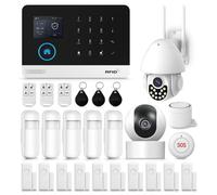 Kit d'alarme domestique comprenant 28 éléments, compatible 4G/WiFi, avec caméra intérieure et extérieure, et contrôle via application