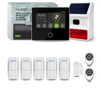 Kit d'alarme sans fil HUXGO avec Wi-Fi et GSM 4G pour la maison, comprenant une sirène, 5 détecteurs de mouvement et 1 capteur de porte et de fenêtre, HXA502 B