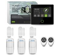 Kit d'alarme sans fil HUXGO HXA502 B avec sirène d'alarme, GSM 4G + Wi-Fi intégré, 3 détecteurs de mouvement et 3 capteurs de porte et fenêtre