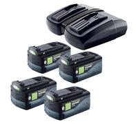 Kit d'alimentation Festool 4x BP 18 Li 5,0 HP-ASI batterie haute puissance 18 V 5,0 Ah (4x 578519) + chargeur double TCL 6 DUO (577017)