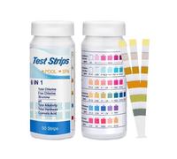 Kit d'analyse de l'eau - 6 en 1 - 50 bandelettes - Mesure Chlore, pH, Alcalinité - Test rapide 17s