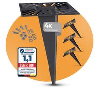 Kit d'ancrages au sol pour éclairage de jardin, 4 pièces, en aluminium, couleur noire
