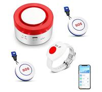 Kit d'appel d'urgence Wi-Fi pour les aidants, comprenant : 2 boutons SOS, un bracelet et une sirène