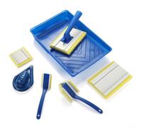 Kit d'application de peinture polyvalent de 8 pièces de 17,8 cm contenant un triangle à bord droit et des petits pinceaux pour décoration murale. Construit avec une éponge PP PTR et une poignée en