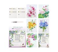 Kit d'aquarelle 12 couleurs, livre de travail portable avec pinceau