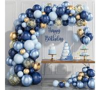Kit d'arche de ballons bleu marine - 133 pièces, avec des ballons à confetti dorés pour la décoration de fêtes