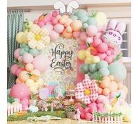 Kit d'arche de ballons en latex avec 150 ballons en forme de lapin pour Pâques, anniversaire, printemps, jardin, décoration de fête