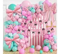 Kit d'arche de ballons en latex rose blanc 102 pièces pour fête (JT-HD05 | Charmante toile de fond rose et blanche, superbe toile de fond esthétique, parfaite pour les mariages