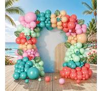 Kit d'arche de ballons hawaïens à double rembourrage, décorations de fête tropicales Luau pour l'été, la plage, les anniversaires, les fêtes prénatales, Pâques, la piscine, la décoration de fête avec