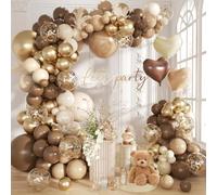 Kit d'arche de ballons marron et doré, 45,7 cm, 30,5 cm, 25,4 cm, 12,7 cm, différentes tailles, marron, beige, nude, confettis métallisés, ballons dorés pour fête d'anniversaire, ours Netural