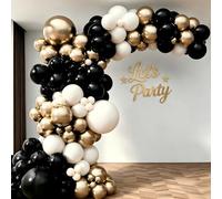 Kit d'arche de ballons noirs, dorés, sable blanc, noir mat avec ballons dorés chromés pour mariage, fête d'anniversaire, remise de diplôme, mariage, Nouvel An
