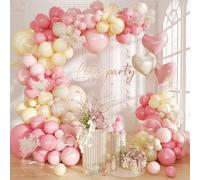 Kit d'arche de ballons roses et jaunes, 150 ballons rose pastel, rose clair, jaune, sable, blanc pour fête prénatale, fête prénuptiale, mariage, décoration de fête d'anniversaire sur le thème des